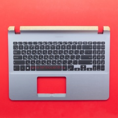 Клавиатура для ноутбука Asus F507, R523, X507 черная c серым топкейсом