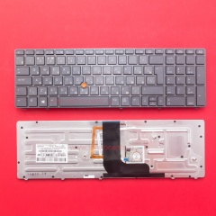 Клавиатура для ноутбука HP EliteBook 8560w серая с подсветкой, со стиком