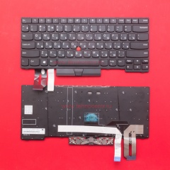 Клавиатура для ноутбука Lenovo Thinkpad E480 черная с черной рамкой