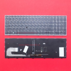 Клавиатура для ноутбука HP EliteBook 850 G5, 755 G3 черная с серой рамкой, со стиком