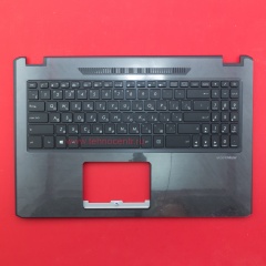 Клавиатура для ноутбука Asus X570UD черная c черным топкейсом, с подсветкой