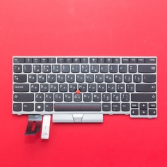 Клавиатура для ноутбука Lenovo Thinkpad E480 черная с серой рамкой