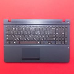 Клавиатура для ноутбука Samsung NP510R5E черная c синим топкейсом