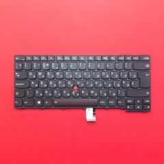 Клавиатура для ноутбука Lenovo T440S черная со стиком, с подсветкой, Г-образный Enter