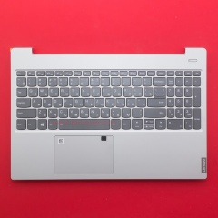 Клавиатура для ноутбука Lenovo S340-15IWL серая с серебристым топкейсом, с подсветкой