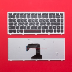 Клавиатура для ноутбука Lenovo IdeaPad S300 черная с белой рамкой