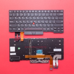 Клавиатура для ноутбука Lenovo T480s, E580 черная со стиком, с подсветкой