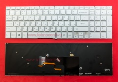 Клавиатура для ноутбука Sony SVF15 белая без рамки, с подсветкой