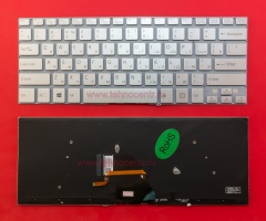 Клавиатура для ноутбука Sony Fit 14 серебристая без рамки, с подсветкой