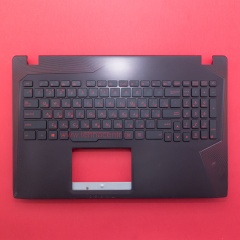 Клавиатура для ноутбука Asus GL553VD черная c черным топкейсом (тонкий шлейф подсветки) версия 2
