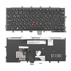 Клавиатура для ноутбука Lenovo Thinkpad X240 черная с серой рамкой, с подсветкой, со стиком