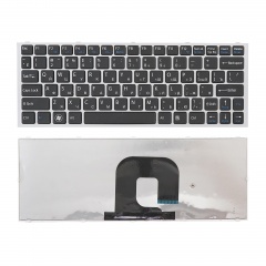 Клавиатура для ноутбука Sony VPC-YA, VPC-YB черная с серебристой рамкой