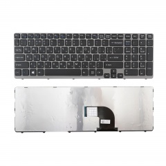 Клавиатура для ноутбука Sony SVE15, SVE17 черная с серой рамкой