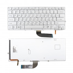 Клавиатура для ноутбука Sony VPC-SB серебристая без рамки, с подсветкой