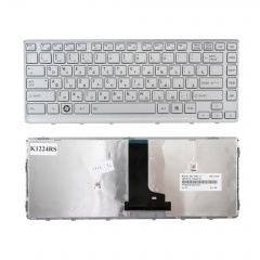 Клавиатура для ноутбука Toshiba T230 серебристая с рамкой, плоский Enter