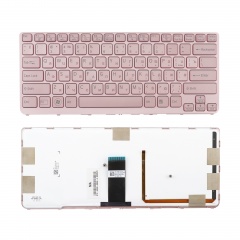 Клавиатура для ноутбука Sony SVE14A розовая с рамкой, с подсветкой