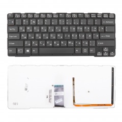 Клавиатура для ноутбука Sony SVE14A черная без рамки, с подсветкой