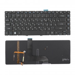 Клавиатура для ноутбука Acer M5-481T черная без рамки, с подсветкой