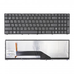 Клавиатура для ноутбука Asus K60, K60I черная с рамкой, с подсветкой