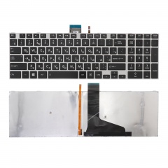 Клавиатура для ноутбука Toshiba S50 черная с серебристой рамкой, с подсветкой