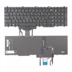 Клавиатура для ноутбука Dell E5550 черная без рамки, со стиком, с подсветкой