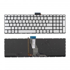 Клавиатура для ноутбука HP 17-W серебристая с подсветкой