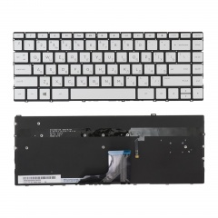 Клавиатура для ноутбука HP Envy 13-AD серебристая без рамки, с подсветкой