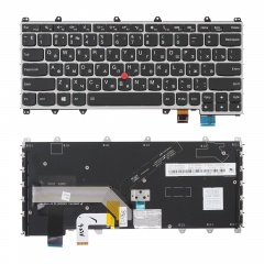 Клавиатура для ноутбука Lenovo Yoga 260 черная с серой рамкой, с подсветкой, со стиком