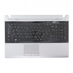 Клавиатура для ноутбука Samsung RV511 черная с серебристым топкейсом