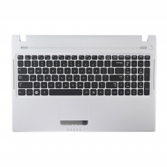 Клавиатура для ноутбука Samsung Q530 черная с серебристым топкейсом (английская)