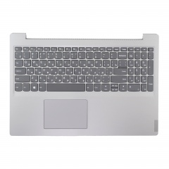 Клавиатура для ноутбука Lenovo S145-15AST серая с серебристым топкейсом