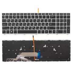 Клавиатура для ноутбука HP ProBook 450 G5 черная с серебристой рамкой, c подсветкой