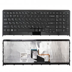 Клавиатура для ноутбука Sony Vaio VPC-F217 черная с рамкой, с подсветкой
