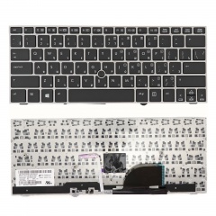 Клавиатура для ноутбука HP Elitebook 2170P черная с серой рамкой, со стиком
