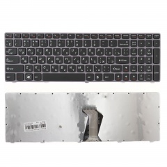 Клавиатура для ноутбука Lenovo IdeaPad Y570 черная с сиреневой рамкой