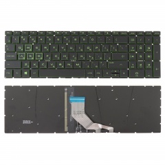 Клавиатура для ноутбука HP Pavilion 15-DK черная без рамки, зеленая подсветка