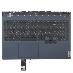 Клавиатура для ноутбука Lenovo 5-15ACH6H черная с темно-синим топкейсом, с подсветкой