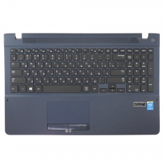 Клавиатура для ноутбука Samsung NP450R5G черная c синим топкейсом