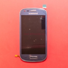 Дисплей в сборе с тачскрином для Samsung i8190 синий с рамкой