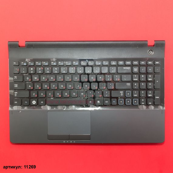 Клавиатура для ноутбука Samsung NP300E5A черная с серым топкейсом
