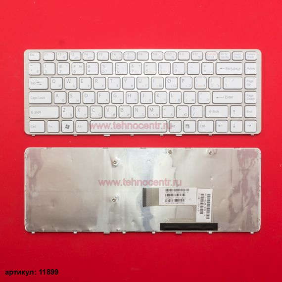 Клавиатура для ноутбука Sony Vaio VGN-NW белая с серебристой рамкой