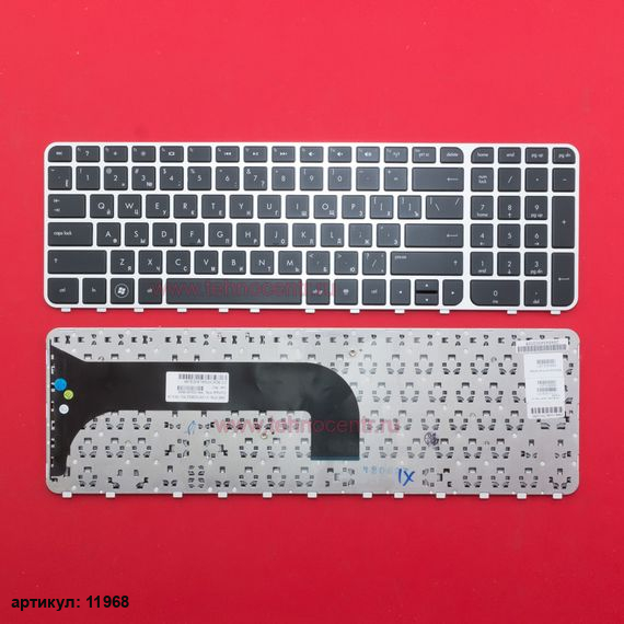 Клавиатура для ноутбука HP m6-1000 черная с серебристой рамкой
