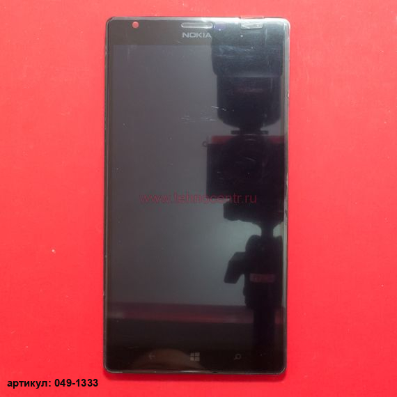 Дисплей в сборе с тачскрином для Nokia Lumia 1520 черный с рамкой