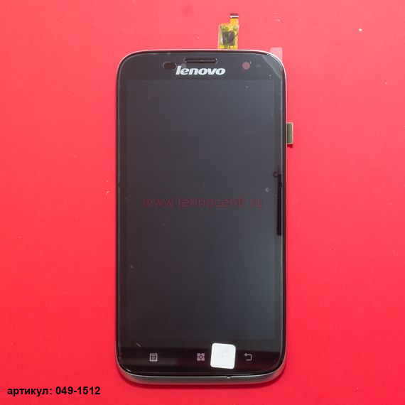 Дисплей в сборе с тачскрином для Lenovo A859 черный с рамкой