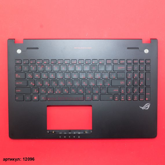 Клавиатура для ноутбука Asus N56 черная с черным топкейсом, с подсветкой