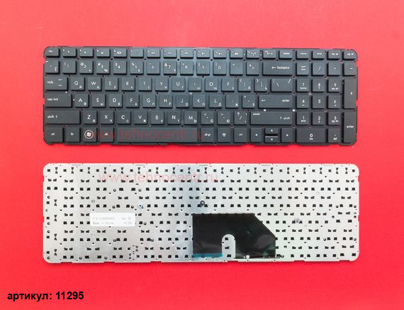 Клавиатура для ноутбука HP dv6-6000 черная без рамки, плоский Enter