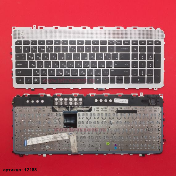Клавиатура для ноутбука HP Envy 17t-3000, 17t-3200 в серебрянной рамке с подсветкой