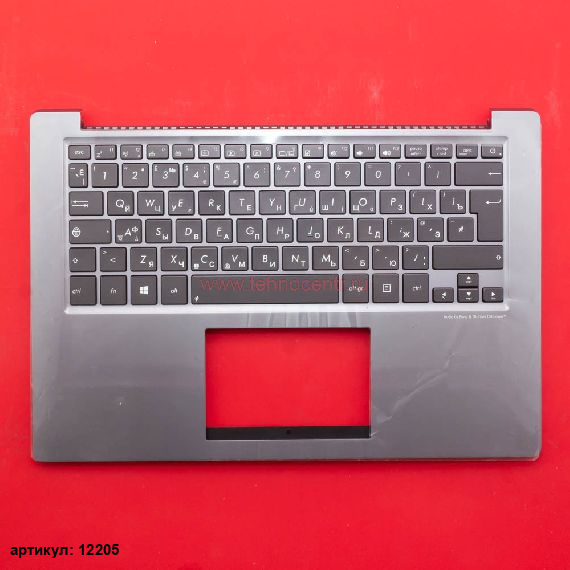 Клавиатура для ноутбука Asus U38N черная с серебристым топкейсом, с подсветкой