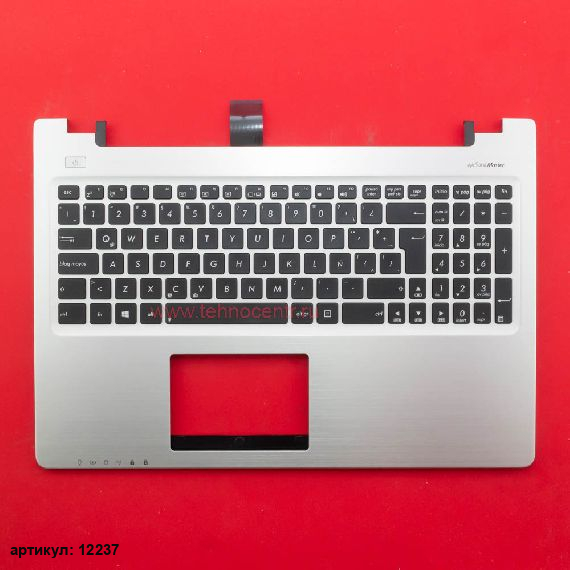 Клавиатура для ноутбука Asus K56C, S550 черная c серебристым топкейсом (английская)