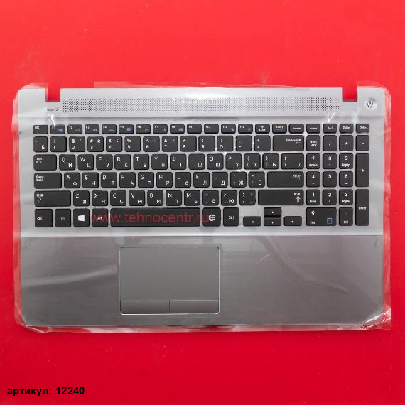 Клавиатура для ноутбука Samsung NP510R5E черная c серебристым топкейсом